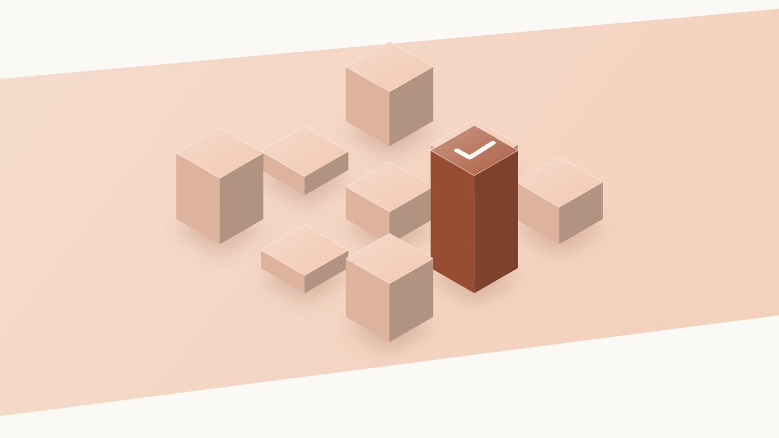 Illustration of a grid of pillars with one standing taller than the rest