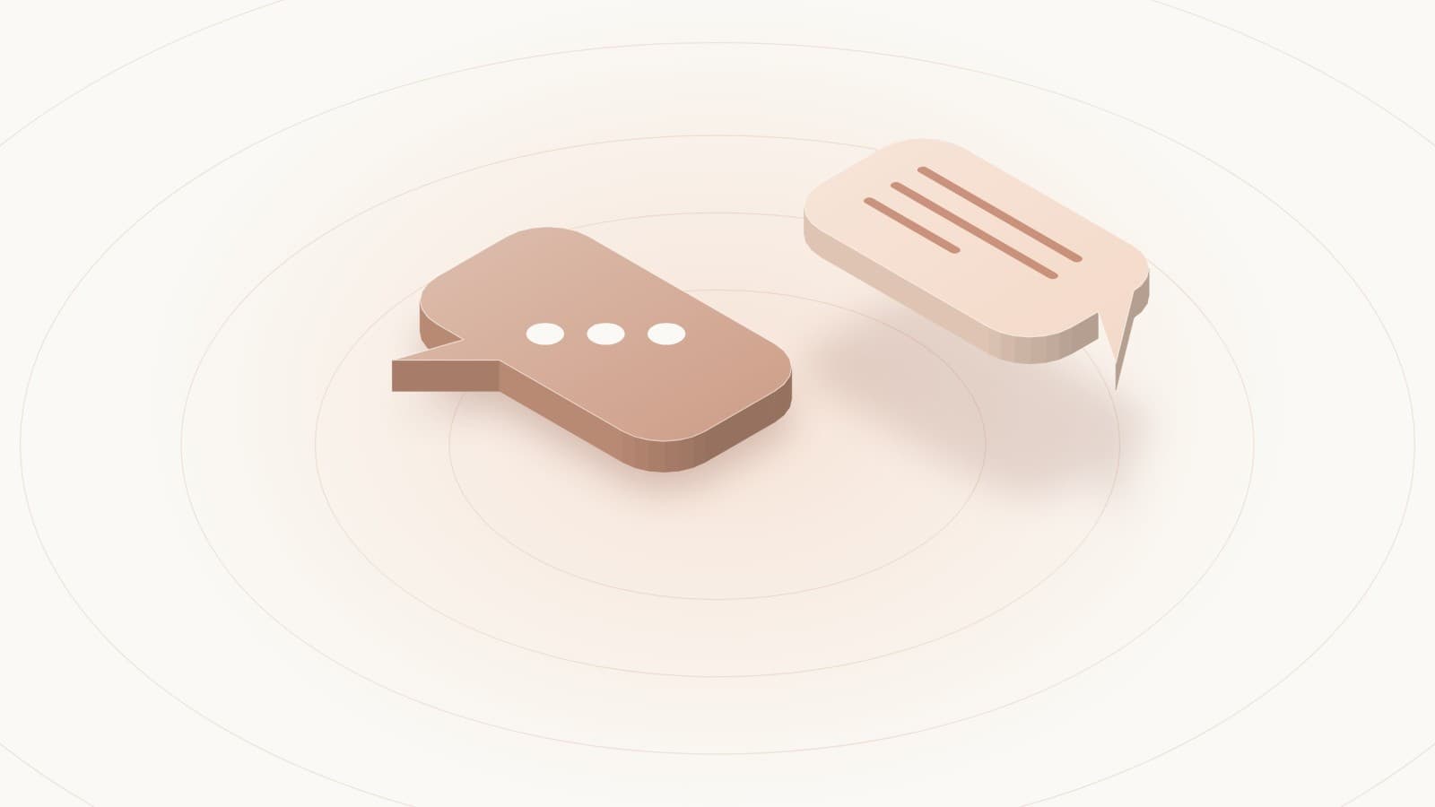 Illustration of two speech bubbles floating above the ground